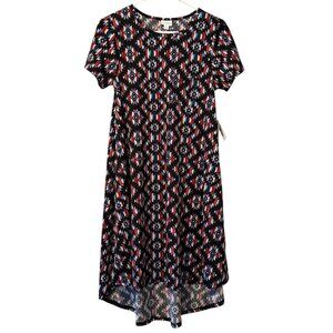 LuLaRoe Carly Hi-Lo‎ Dress Colorful Geometric Pattern Size XS Loungewear NWT